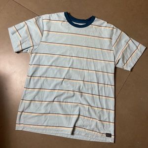 Billabong Light Blue Stripe Round Neck Short Sleeve T-shirt XL